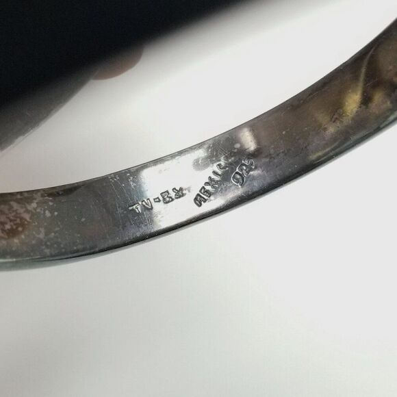 Vintage Sterling Silver X Cross Over Bypass Design Cuff Bangle Bracelet, Mexico - Picture 6 of 8